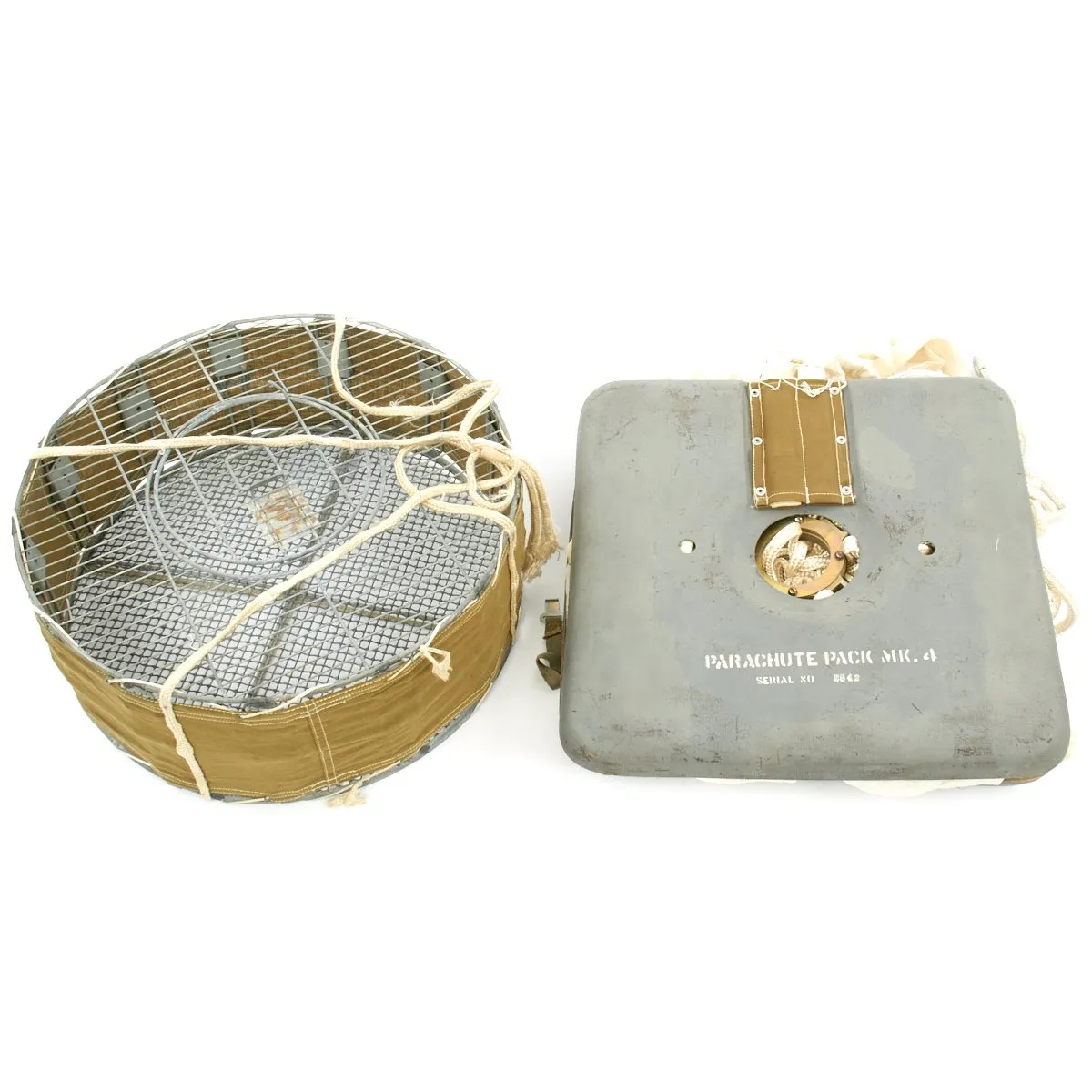 Original U.S. WWII Airborne Parachute Pigeon Cage Drop Cage Basket Set