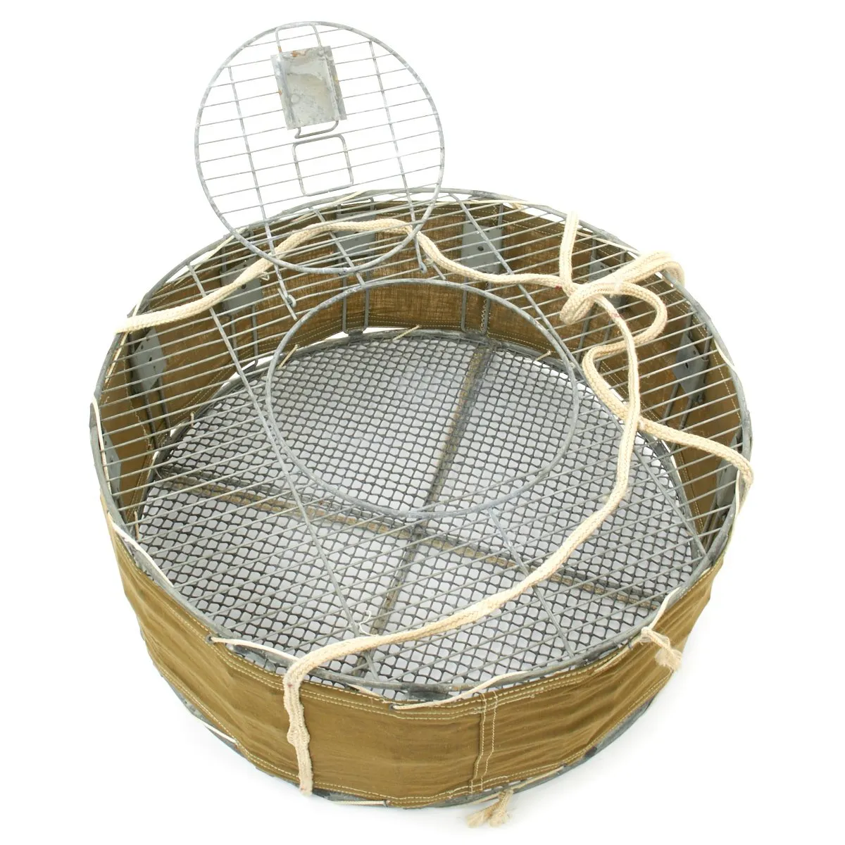 Original U.S. WWII Airborne Parachute Pigeon Cage Drop Cage Basket Set