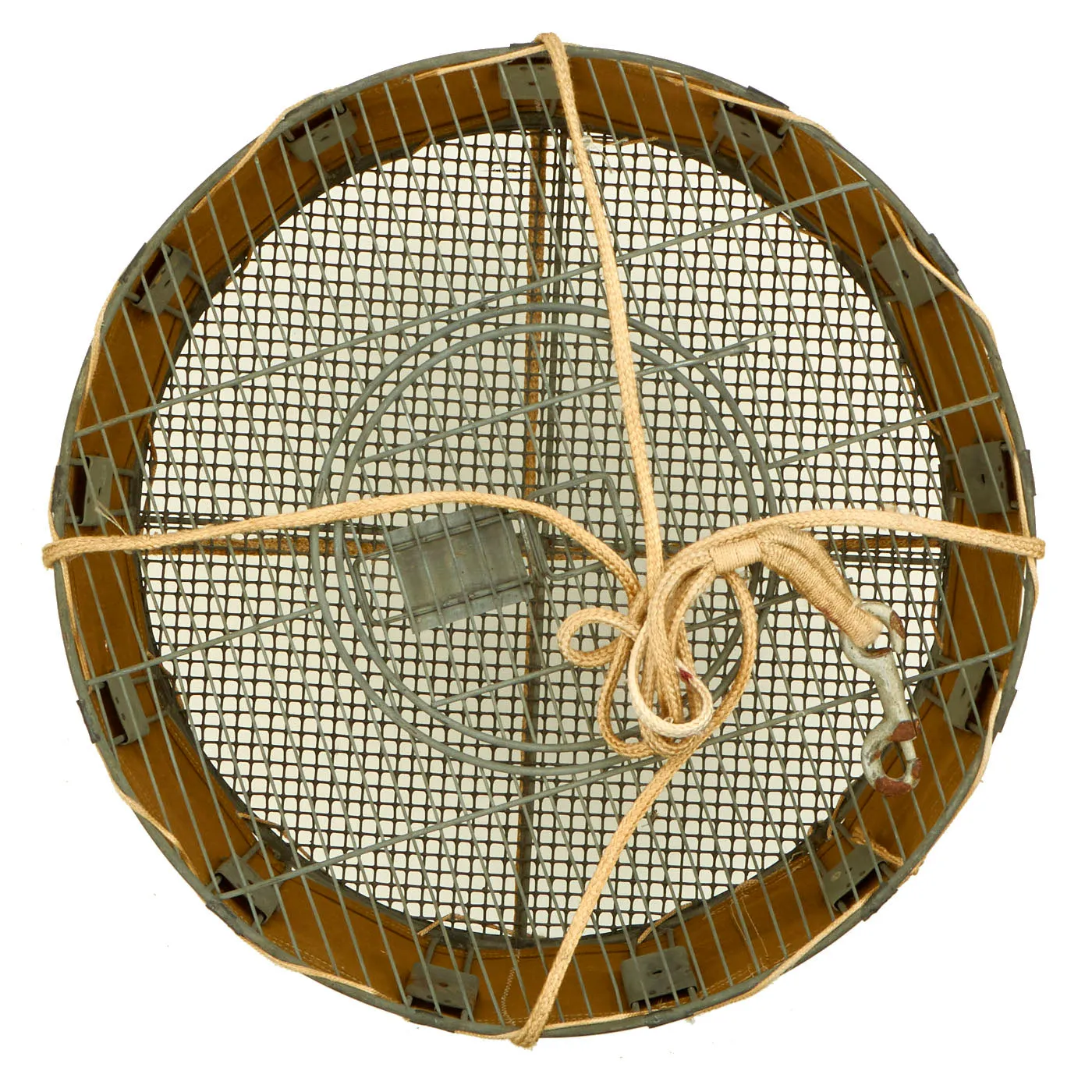 Original U.S. WWII Airborne Parachute Pigeon Cage Drop Cage Basket with Manual Copy & Dummy Pigeons