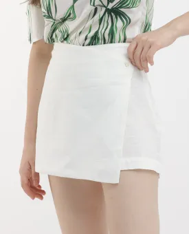 Rareism Women Karine White Cotton Fabric Regular Fit Plain Mini Skirt