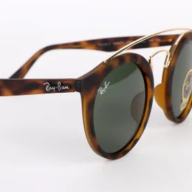 Ray-Ban Round Frame And Gold Metal Animal Skin Sunglasses