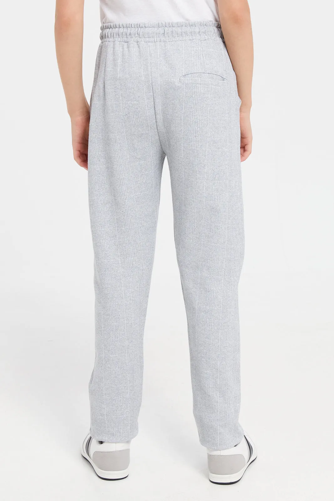 Senior Boys Grey Jacquard Track Pants