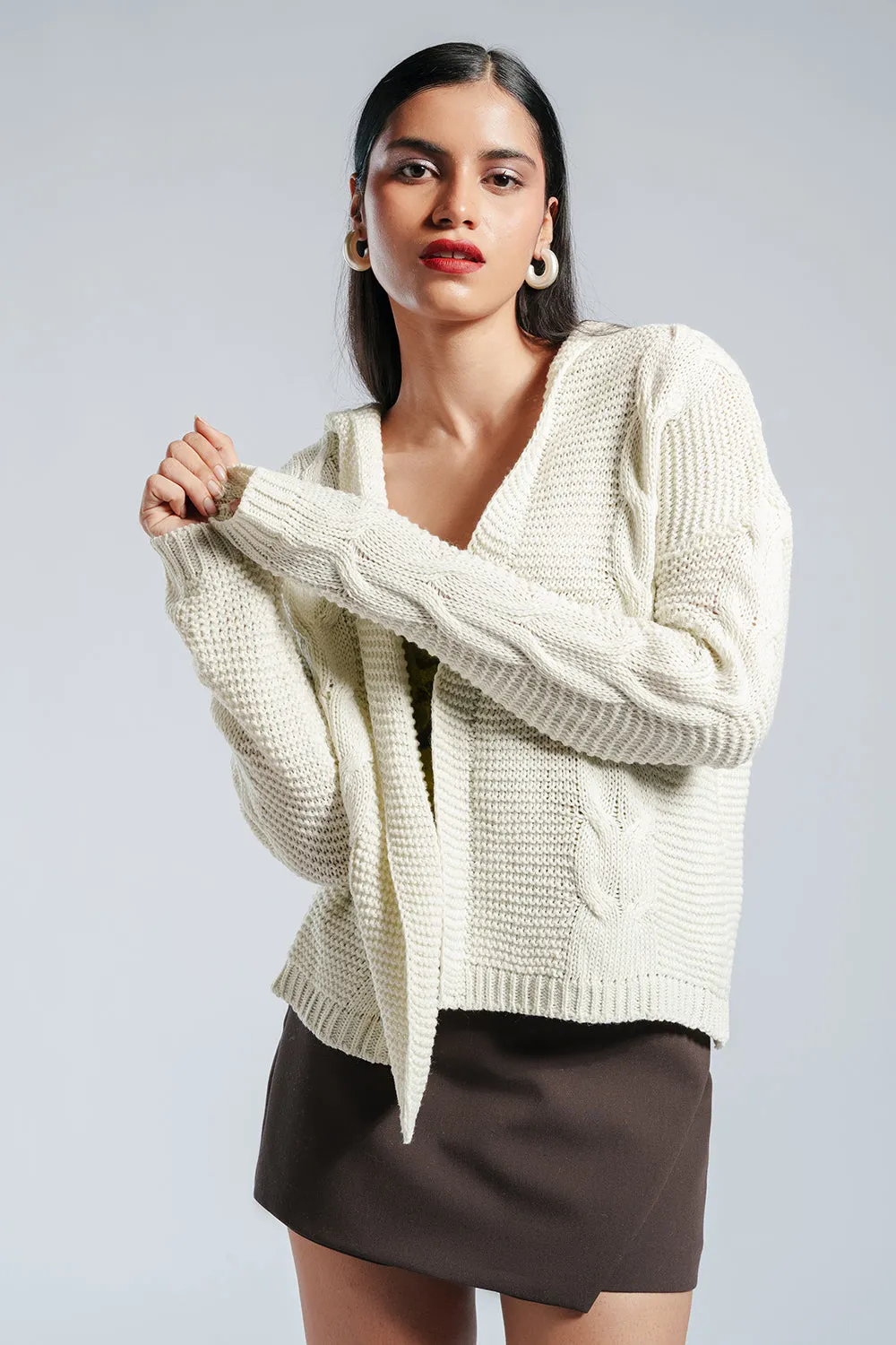 Snow Kissed White Knit Cardigan