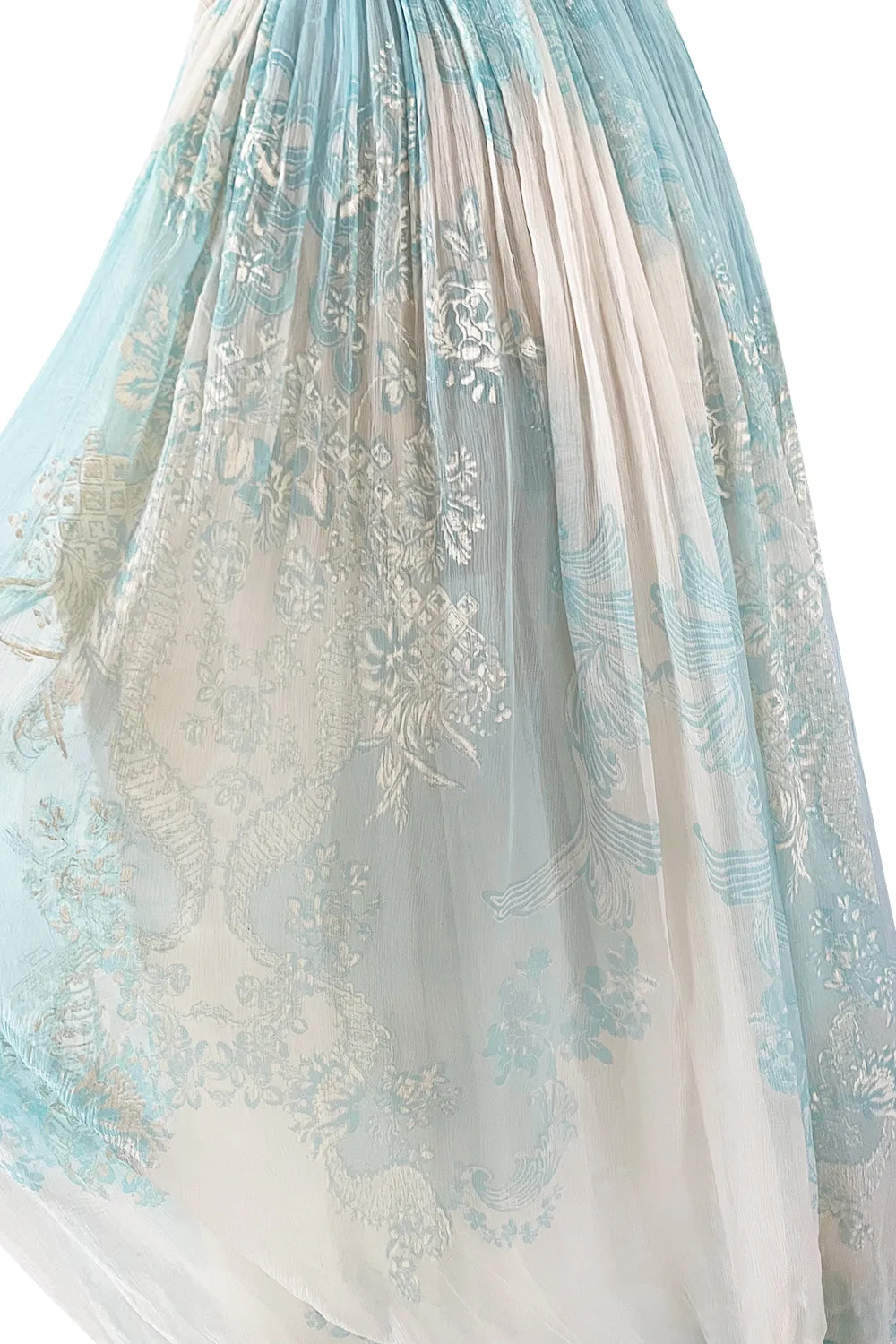 Spectacular Spring 2007 Roberto Cavalli Runway Pale Turquoise Blue Silk Gauze Backless Dress