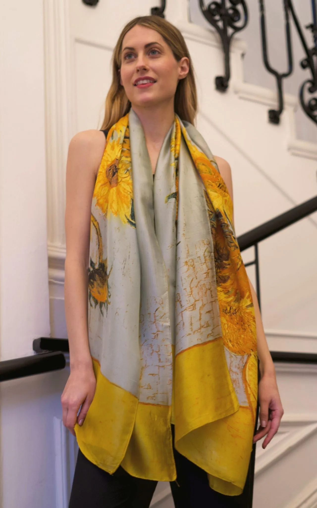 Sunflowers Painting Silk Scarf