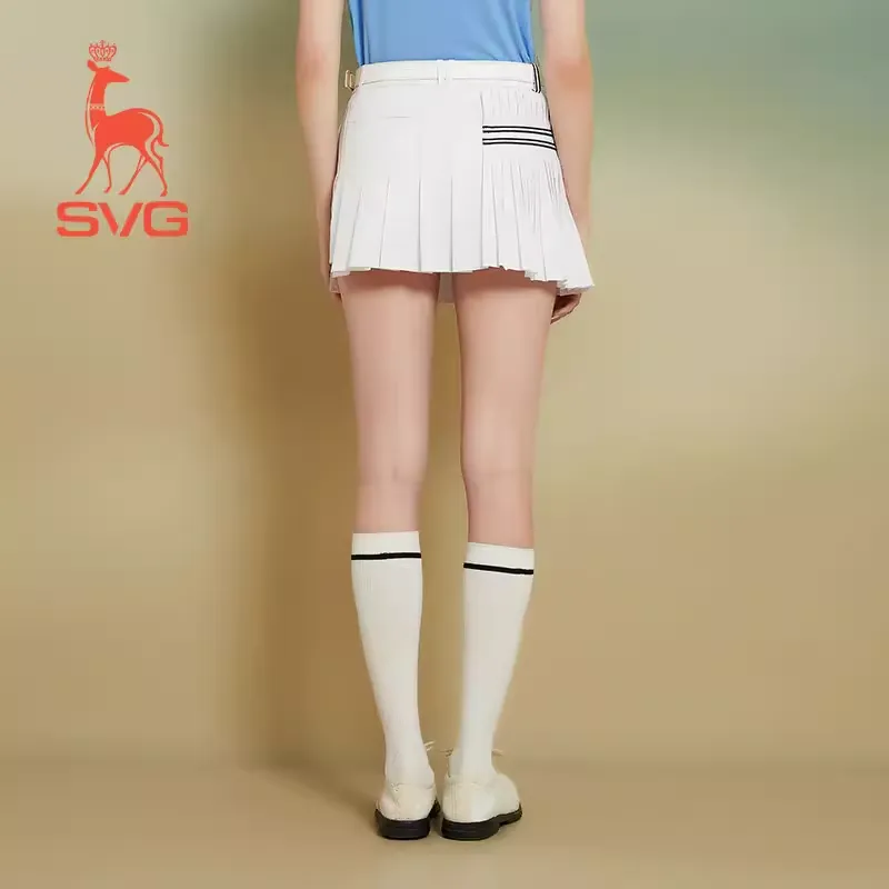 SVG Pure White Stitching Pleated Skort