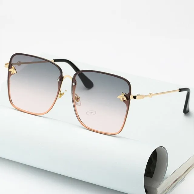 Trendy Oversized Rimless Square Sunglasses