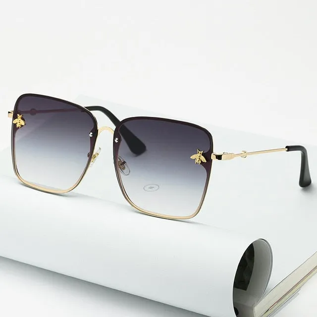 Trendy Oversized Rimless Square Sunglasses