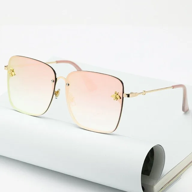 Trendy Oversized Rimless Square Sunglasses