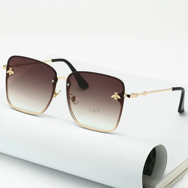 Trendy Oversized Rimless Square Sunglasses