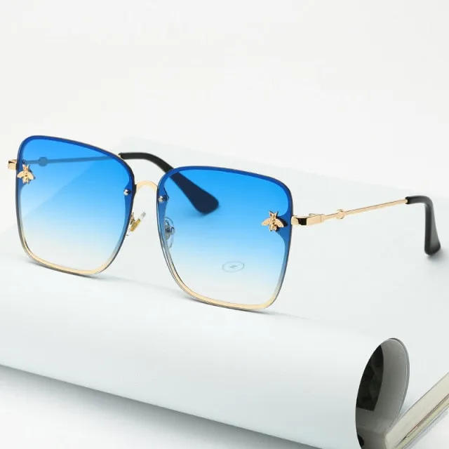 Trendy Oversized Rimless Square Sunglasses