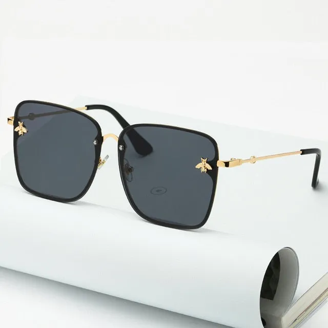 Trendy Oversized Rimless Square Sunglasses