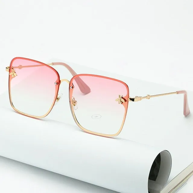 Trendy Oversized Rimless Square Sunglasses