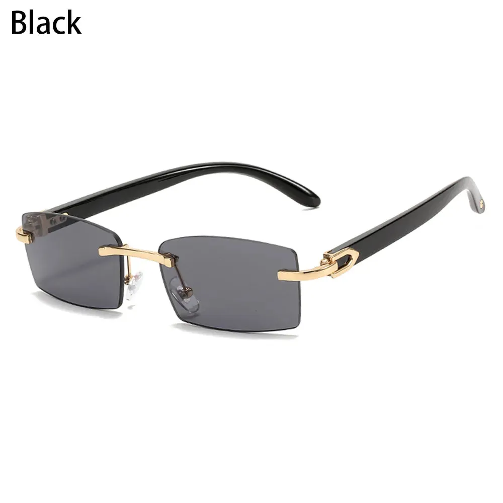 Trendy Punk Rimless Rectangle Sunglasses Men Women Fashion Shades UV400 Driving Sun Glasses Frameless Gradient Eyewear