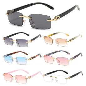 Trendy Punk Rimless Rectangle Sunglasses Men Women Fashion Shades UV400 Driving Sun Glasses Frameless Gradient Eyewear