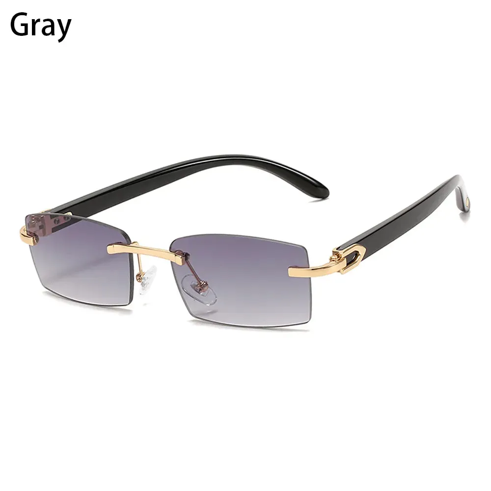 Trendy Punk Rimless Rectangle Sunglasses Men Women Fashion Shades UV400 Driving Sun Glasses Frameless Gradient Eyewear