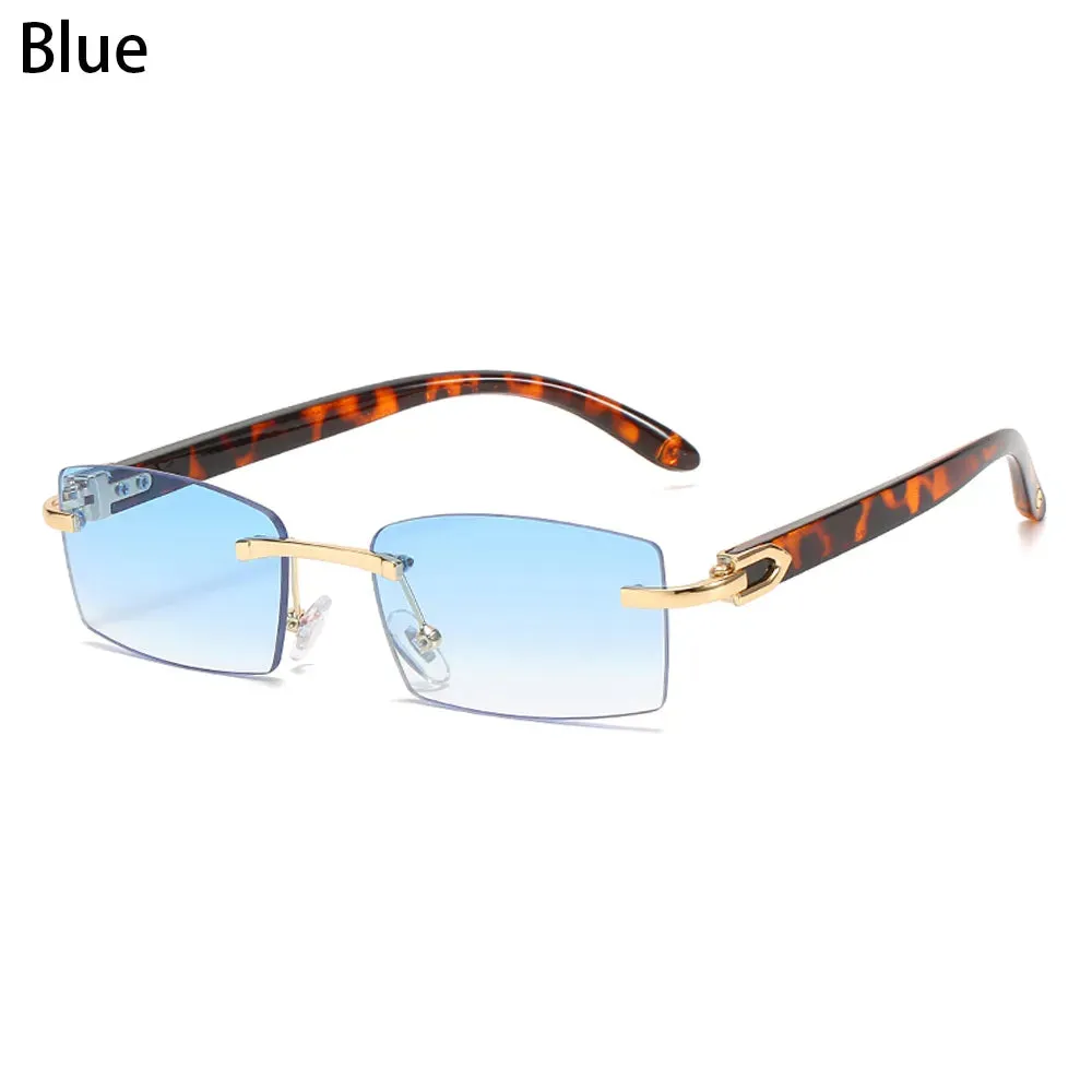 Trendy Punk Rimless Rectangle Sunglasses Men Women Fashion Shades UV400 Driving Sun Glasses Frameless Gradient Eyewear