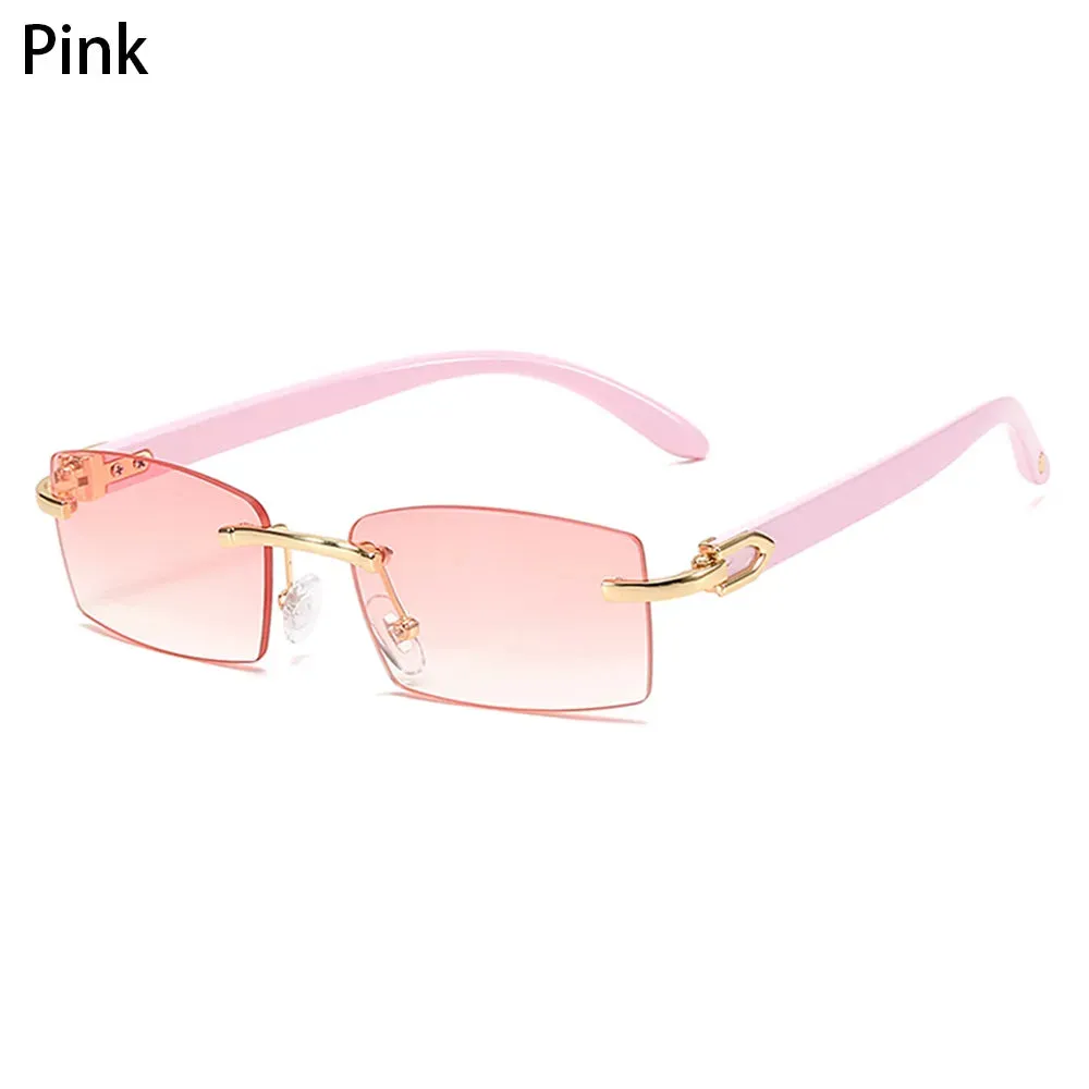 Trendy Punk Rimless Rectangle Sunglasses Men Women Fashion Shades UV400 Driving Sun Glasses Frameless Gradient Eyewear