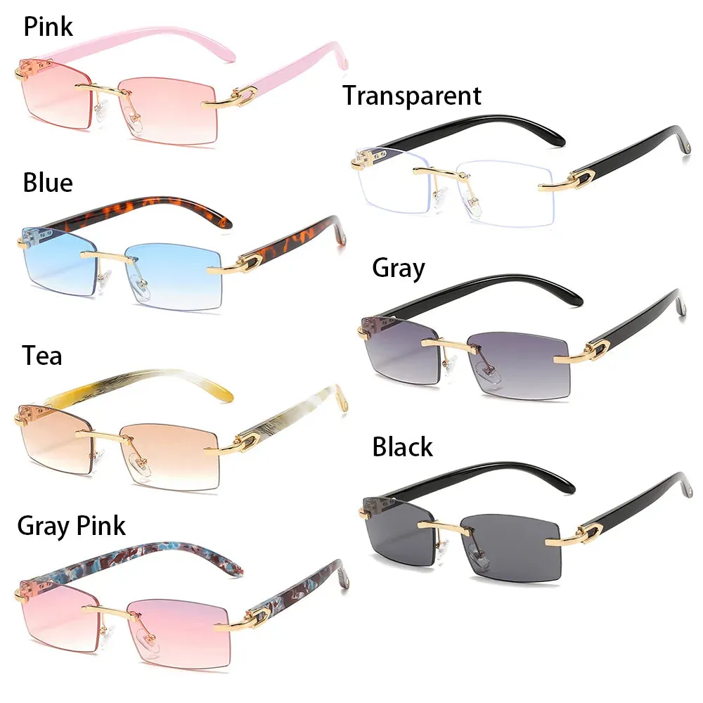 Trendy Punk Rimless Rectangle Sunglasses Men Women Fashion Shades UV400 Driving Sun Glasses Frameless Gradient Eyewear